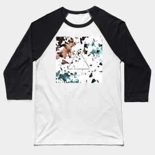 Abstract Brown and Blue with Triangle Shape Baseball T-Shirt